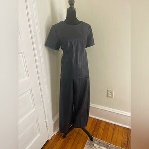 Matching Set!! Faux Leather Top and Wide Ankle pant!